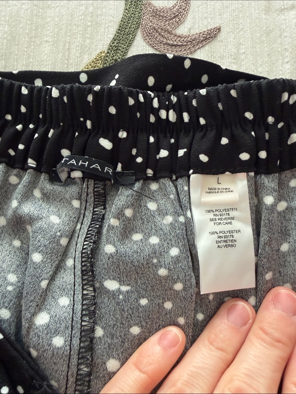 Tahari Black and White Polka Dot Elastic Waist Culotte Pants - Picture 2 of 5